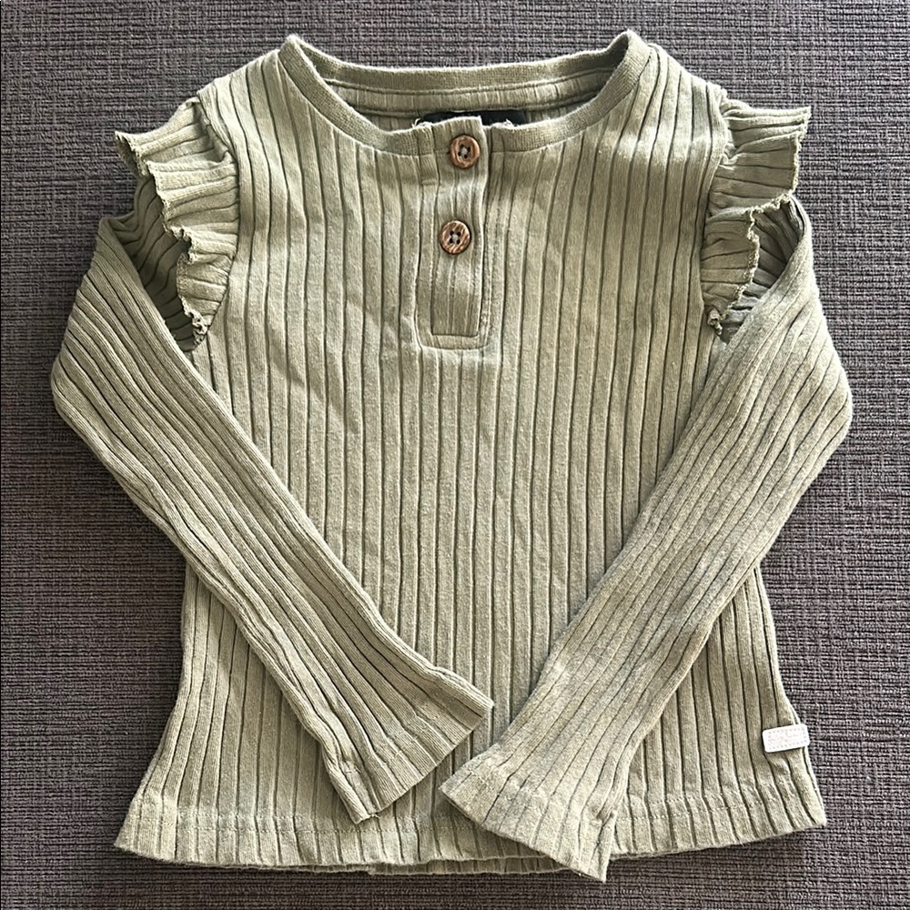 7 For All Mankind Sage Ribbed Long Sleeve Tee